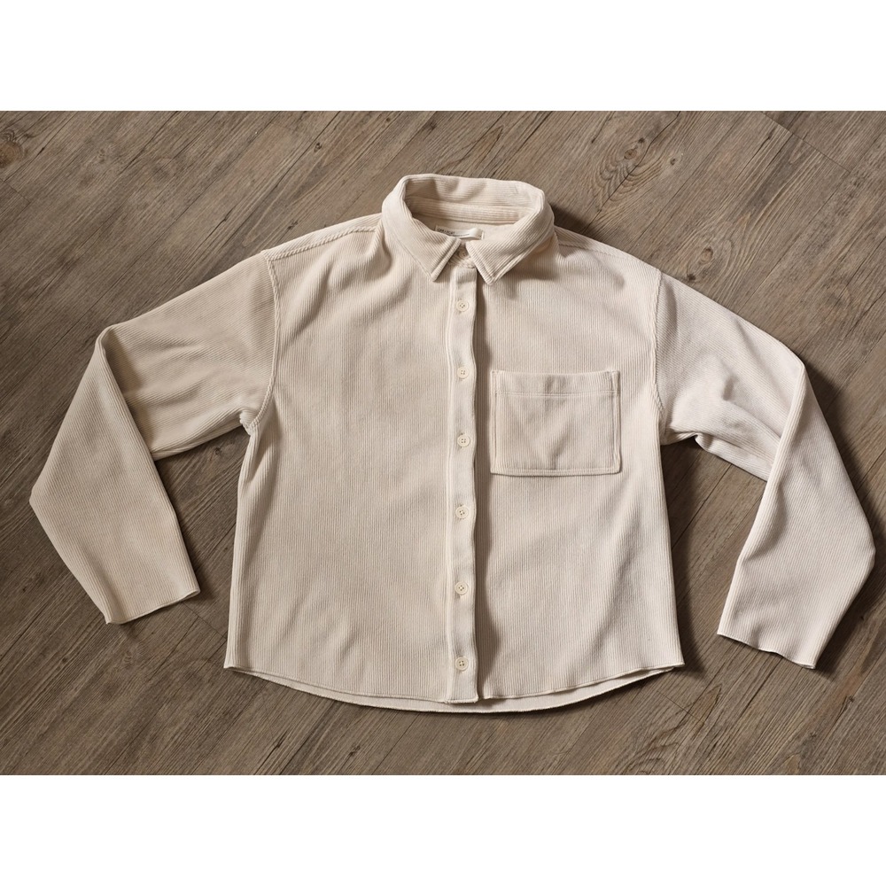 Oak + Fort Women's Soft Cream Crop Shirt Jacket Size S‎
